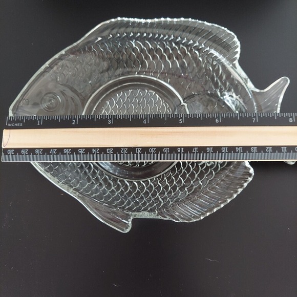 VTG Glass Plates Etched Tapas Appetizer Party Fish Set Shrimp Cocktail Tuscany - Picture 15 of 16